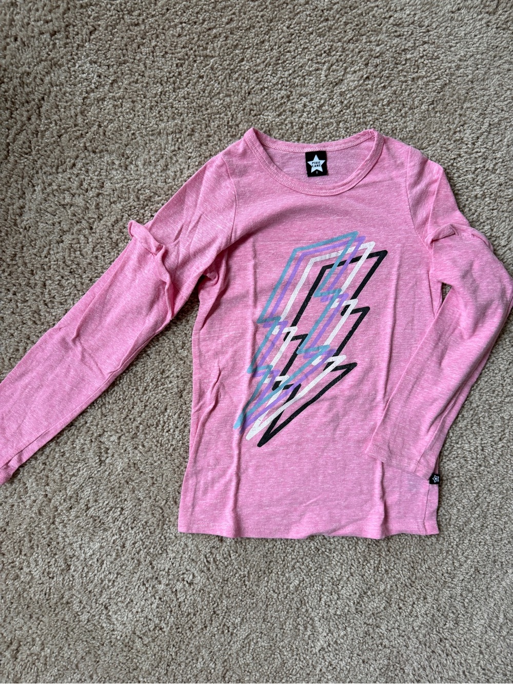 Pixie Lane Girls' Pink Long-Sleeve Graphic Lightning Top